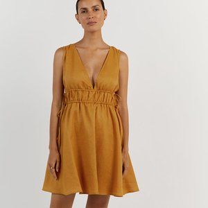 DISSH PIA MARIGOLD LINEN MINI DRESS